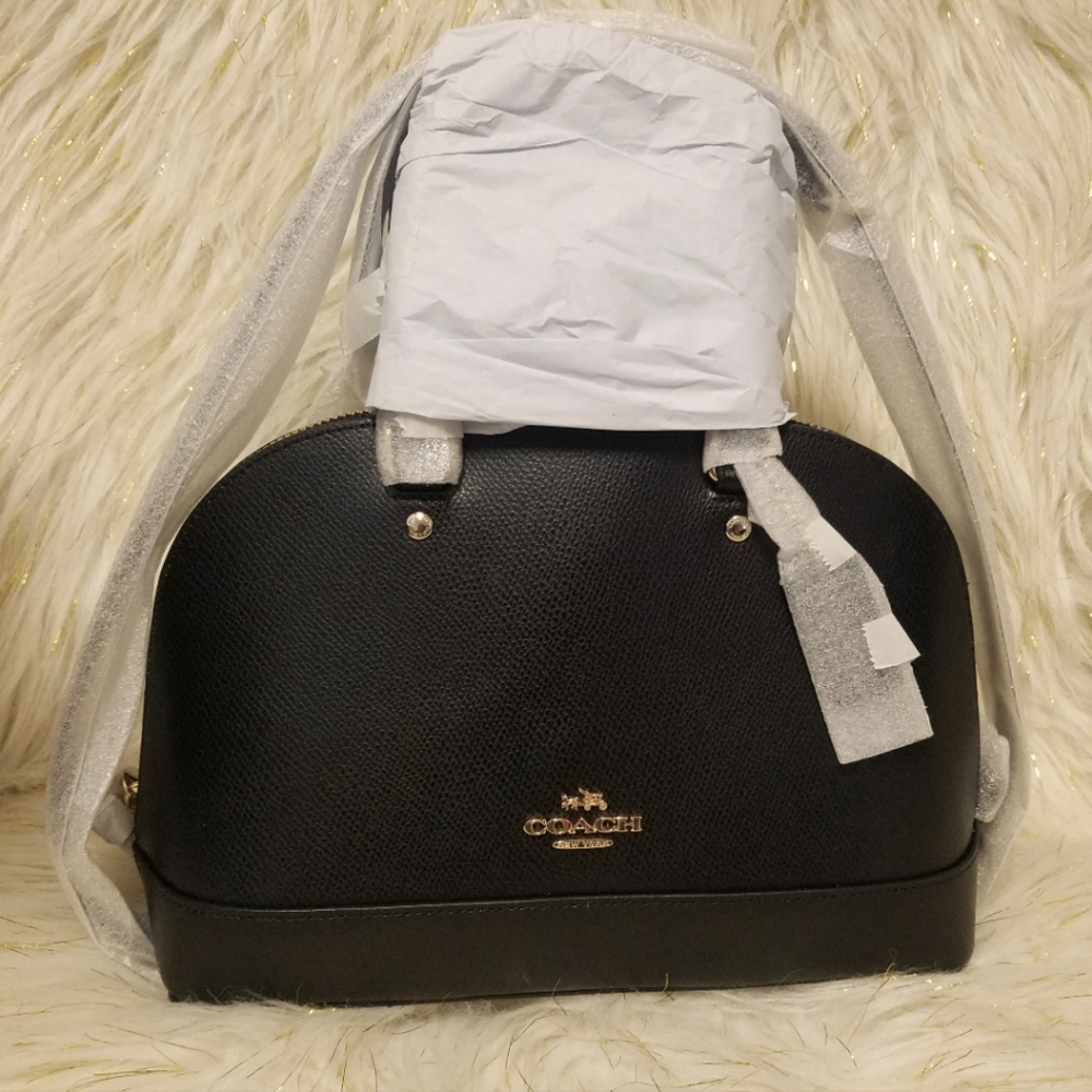 Coach Black Satchel with Gold Accents